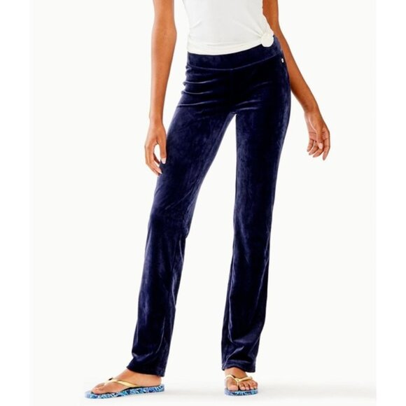 Lilly Pulitzer Jordynne Velour Pant Size XS True Navy Preppy Comfy Lounge Travel - Picture 1 of 11
